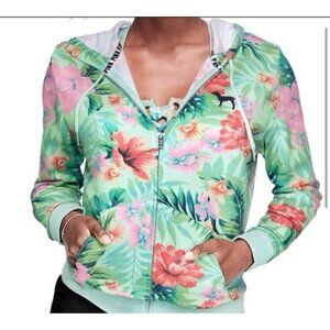 pink victoria secret hoodie Tropical Green Long Sleeve Jacket Medium